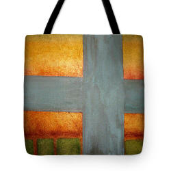 Tote Bag - Gold & Green Cross Painting by Artist - DesignerAnni Adkins