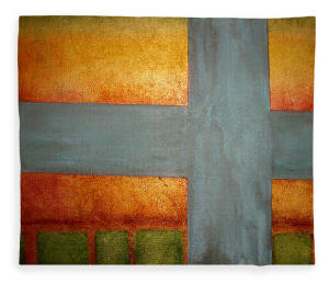 Tapastry - Gold & Green Cross Painting by Artist - DesignerAnni Adkins