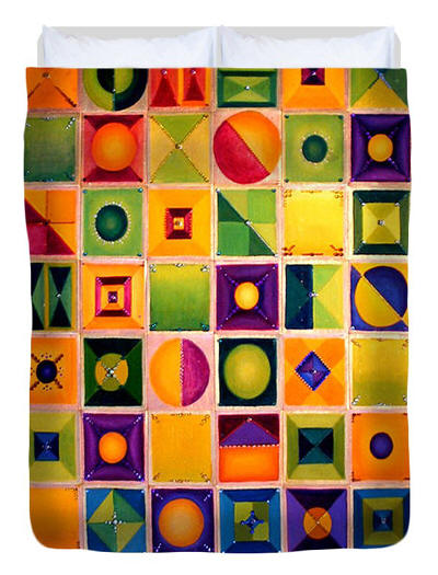 Duvet Cover - Woven Farmland by Artist Anni Adkins