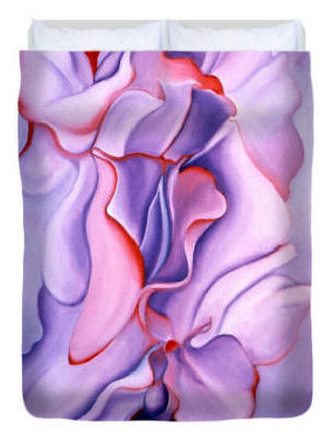 Duvet cover - Georgia's Sweet Peas by Artist Anni Adkins