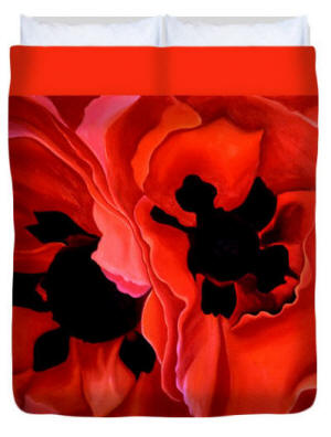 Duvet cover - Georgia's Double Poppys by Artist Anni Adkins