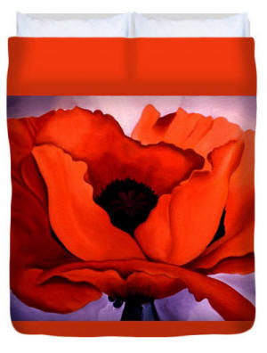 Duvet cover - Georgia's Poppy by Artist Anni Adkins