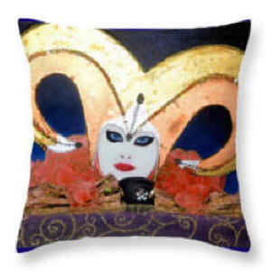 Decorative Designer Throw Pillow - k - Andrea from the Carnival of Venice Series by Artist Anni Adkins