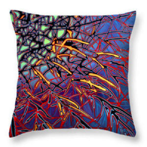 Designer Pillow Barrel Cactus Mixed Media Painting - by Artist-Designer Anni Adkins