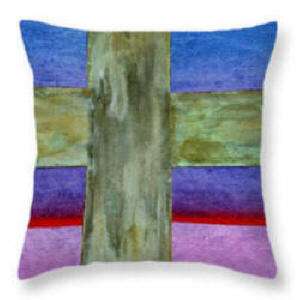 Designer Pillow - Blue Cross by Artist Anni Adkins