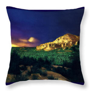 Designer Pillow - Sedona Sunset Hand Tinted Photograph by Joe Hoocer and Anni Adkins