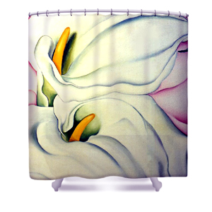 Shower Curtain - Georgia's Calla Lily - Flower Painting  by Anni Adkins