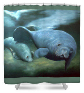 Shower curtain - Manatee Madonna