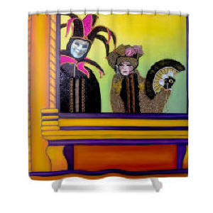 Shower Curtain, The Fan from the  Carnival of Veniceby Artist Anni Adkins