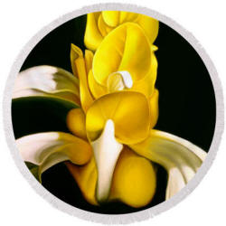 Round Beach Towel - Angel flower by Anni