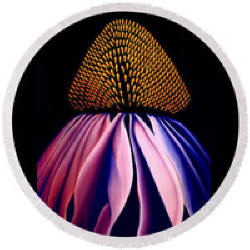 Round Beach Towel Echinacea Flower by artist Anni