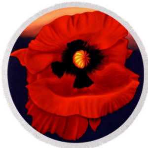 Fringed Round Beach Towel - Desert Poppy