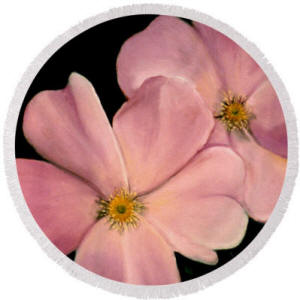Fringed Round Beach Towel - Dogwood Flowers