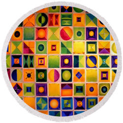 Round Beach Towel - Woven Farmland by Artit-Designer Anni Adkins