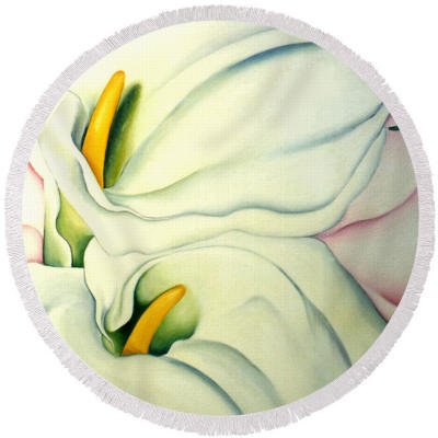 Fringed Round Beach Towel - Georgia's Calla Lilys