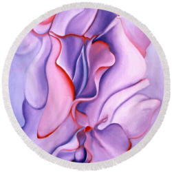 Round Beach Towel - Gerogia's Sweet Peas by artist Anni Adkins