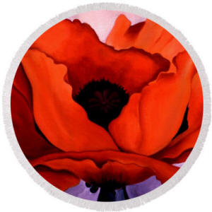 Fringed Round Beach Towel - Georgia'a Poppy