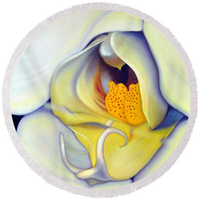 Fringed Round Beach Towel - Orchid Mouth