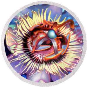 Round beach towel passion flower