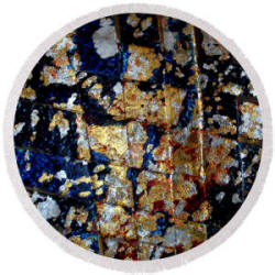 Round Beach Towel Woven Leaf  by Artist/Designer Anni Adkins<
