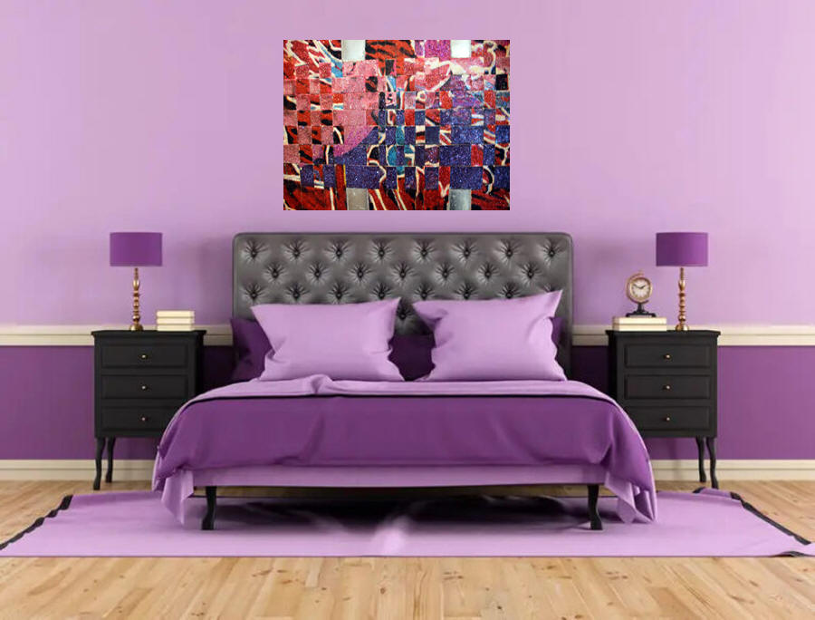 glitz painting in purple bedroom