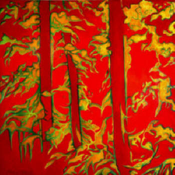 Three Trees,  Mixed Media Painting by Anni Adkins